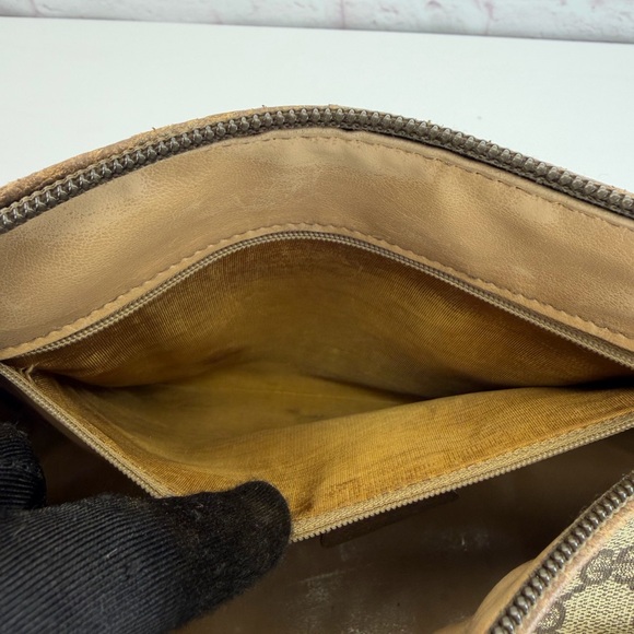 Gucci Vintage GG Canvas Sherry Line Leather Top-Handle Satchel - Picture 14 of 16